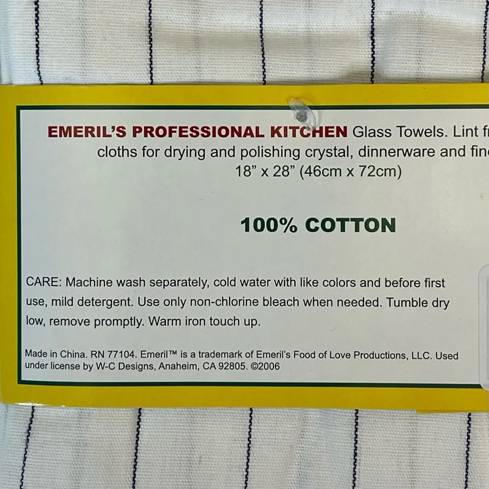 Lot of 6 Emeril Professional Kitchen Towels 100% Cotton
